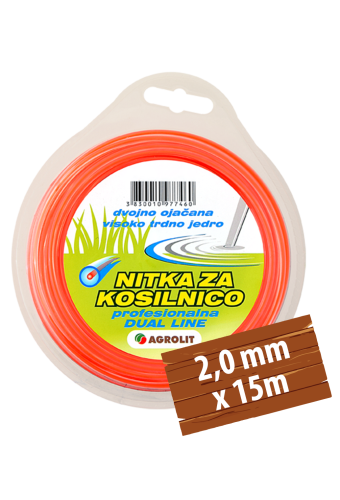 NITKA ZA KOSILNICO DUAL LINE 2,0 MM X 15 M - AGROLIT