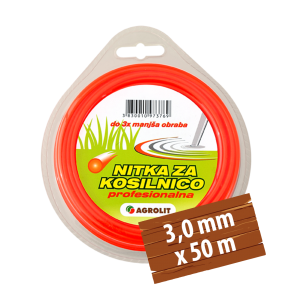 NITKA ZA KOSILNICE 3,0 MM X 50 M(PRO)- OKROGLA - AGROLIT